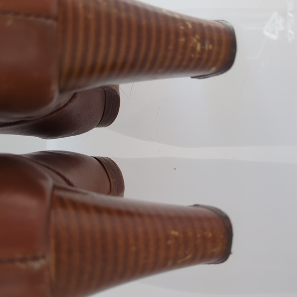Vintage 70's 80's Tall Cognac Brown Heeled Boots - Picture 9 of 14